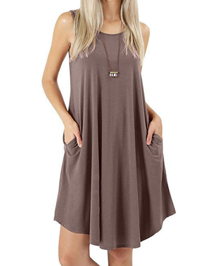 Sleeveless Tank beach Dresses with pockets