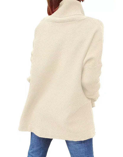 Mid Length Turtleneck Bat Sleeve Sweater