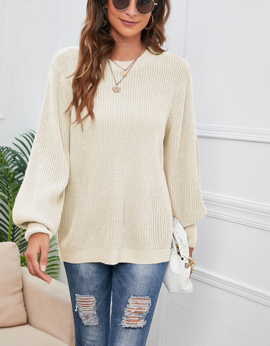 Women's Fall Knit Casual Soft Pullover Sweater Jumper Tops