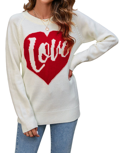 Love Heart Knitted Pullover Sweaters