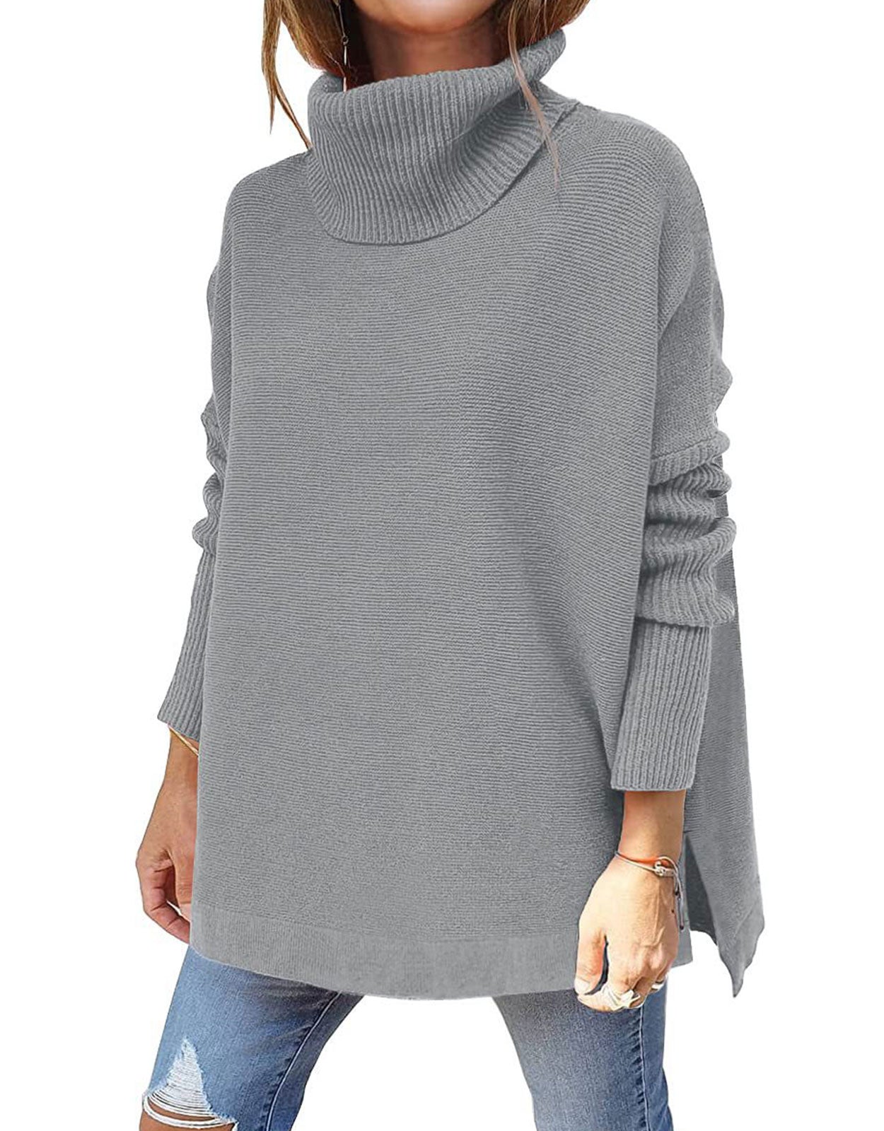 Mid Length Turtleneck Bat Sleeve Sweater