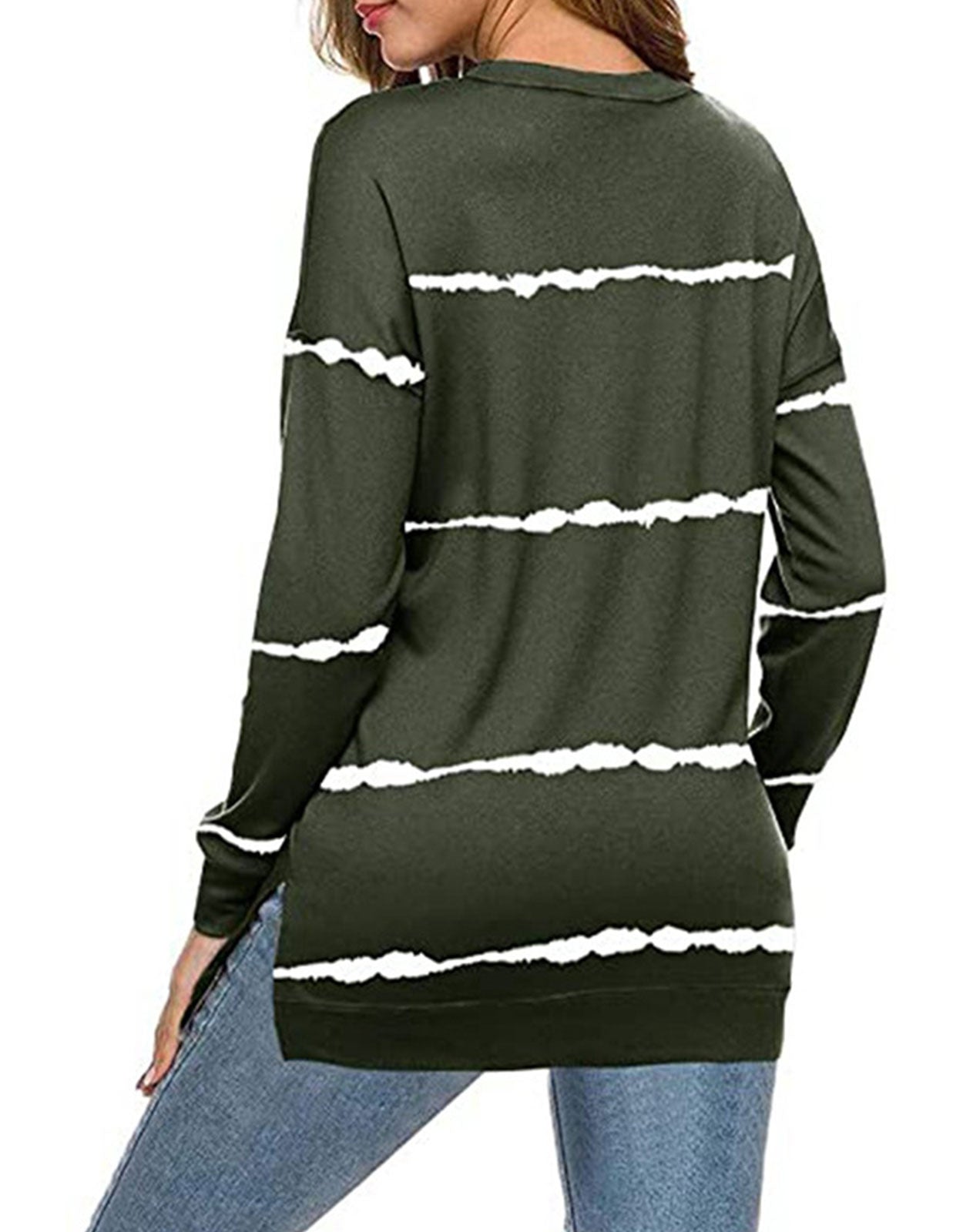 Striped Versatile Crewneck Loose Long Sleeve T-Shirt